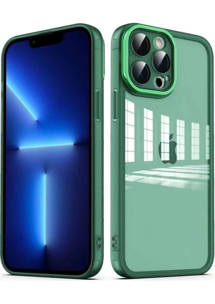 Apple iPhone 13 Pro Max Uyumlu Kılıf Kamera Korumalı Transparan Zore Post Kapak, Koyu Yeşil