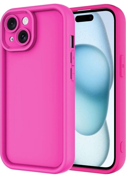 Apple iPhone 13 Uyumlu Kılıf Kamera Korumalı Zore Ananas Kapak, Pembe Koyu