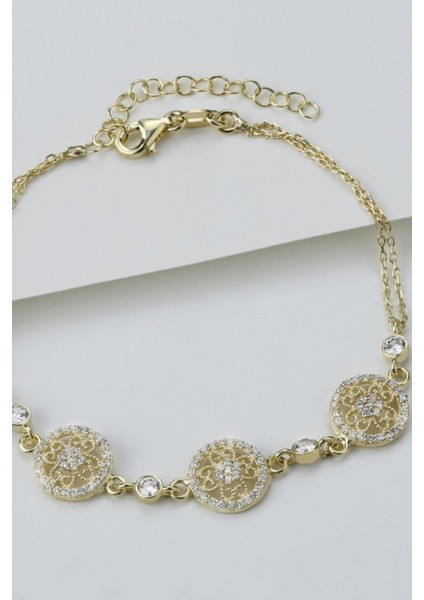 925 Ayar Gold Çiçek Gümüş Bileklik modelleri