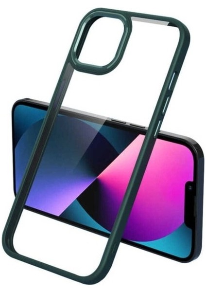 Apple iPhone 13 Uyumlu Kılıf Zore Krom Kapak, Koyu Yeşil