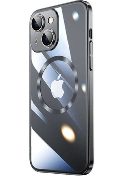 Apple iPhone 13 Uyumlu Kılıf Wireless Şarj Özellikli Sert Pc Zore Riksos Magsafe Kapak, Siyah