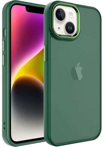 Apple iPhone 14 Plus Uyumlu Kılıf Buzlu Sert Pc Zore May Kapak, Koyu Yeşil