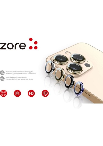 Apple iPhone 13 Uyumlu Zore Cl-12 Premium Safir Parmak Izi Bırakmayan Anti-Reflective Kamera Lens Koruyucu, Gümüş