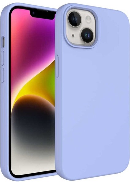 Apple iPhone 14 Plus Uyumlu Kılıf Sıvı Teknolojili Silinebilir Sert Zore Kivi Kapak, Mavi Açık