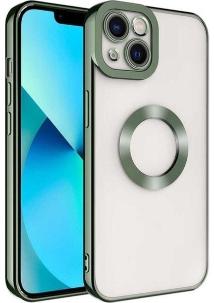Apple iPhone 14 Plus Uyumlu Kılıf Kamera Korumalı Logo Gösteren Zore Omega Kapak, Yeşil