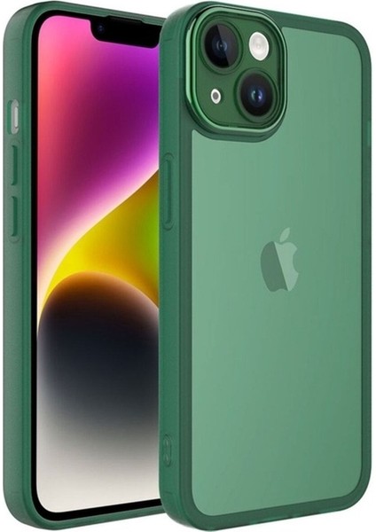 Apple iPhone 14 Plus Uyumlu Kılıf Kamera Korumalı Transparan Zore Post Kapak, Koyu Yeşil