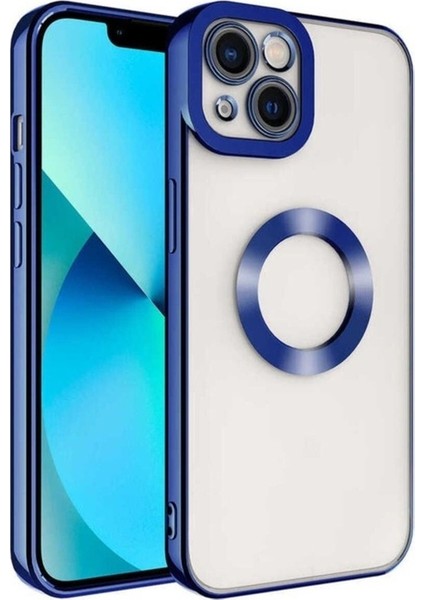 Apple iPhone 14 Plus Uyumlu Kılıf Kamera Korumalı Logo Gösteren Zore Omega Kapak, Mavi
