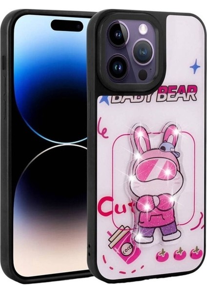 Apple iPhone 14 Pro Max Uyumlu Kılıf Parlayan Kabartmalı Ikonik Figürlü Zore Amas Silikon Kapak, Beyaz