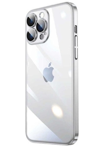 Apple iPhone 14 Pro Max Uyumlu Kılıf Sert Pc Renkli Çerçeveli Zore Riksos Kapak, Gümüş