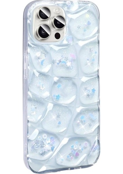 Apple iPhone 14 Pro Max Uyumlu Kılıf Simli 3D Desenli Zore Hacar Kapak, Beyaz