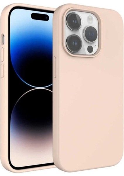 Apple iPhone 14 Pro Max Uyumlu Kılıf Sıvı Teknolojili Silinebilir Sert Zore Kivi Kapak, Pembe Açık