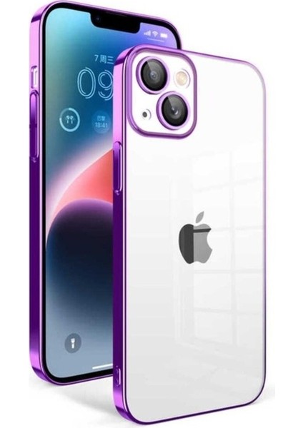 Apple iPhone 14 Plus Uyumlu Kılıf Kamera Korumalı Renkli Çerçeveli Zore Garaj Kapak, Lila