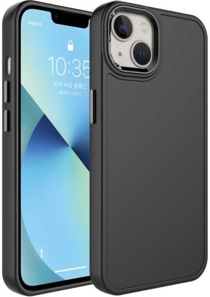 Apple iPhone 14 Plus Uyumlu Kılıf Metal Çerçeve ve Buton Tasarımlı Sert Zore Botox Kapak, Siyah