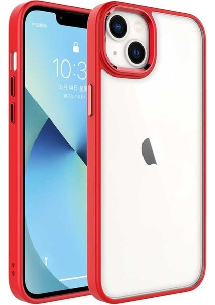Apple iPhone 14 Plus Uyumlu Kılıf Zore Krom Kapak, Kırmızı