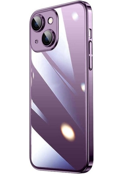 Apple iPhone 14 Plus Uyumlu Kılıf Sert Pc Renkli Çerçeveli Zore Riksos Kapak, Derin Mor