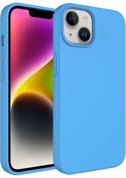 Apple iPhone 14 Plus Uyumlu Kılıf Sıvı Teknolojili Silinebilir Sert Zore Kivi Kapak, Mavi