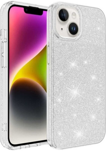 Apple iPhone 14 Plus Uyumlu Kılıf Shining Silikon, Gümüş