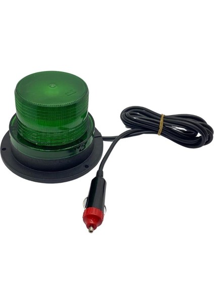 12V-24V Çakar Tepe Lamba Mıknatıslı Çakmak Fişli 18 Ledli Fonksiyonlu Yeşil (130*90 Mm)