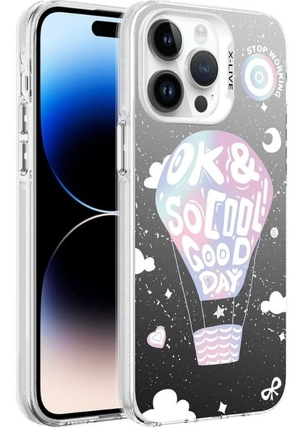 Apple iPhone 14 Pro Max Uyumlu Kılıf Desenli Zore Silver Sert Kapak, Balon