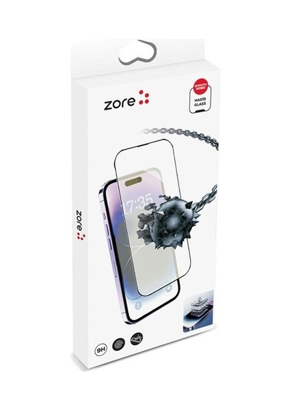 Apple iPhone 14 Plus Uyumlu Zore Hizalama Aparatlı Hadid Glass Cam Ekran Koruyucu
