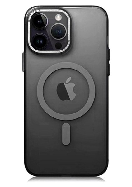 Apple iPhone 14 Pro Max Uyumlu Kılıf Magsafe Şarj Özellikli Buzlu Sert Pc Zore Tuval Kapak, Siyah