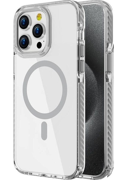Apple iPhone 14 Pro Max Uyumlu Kılıf Magsafe Şarj Özellikli Airbagli Takılabilir Askı Aparatlı Zore Nana Kapak, Gri