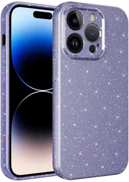 Apple iPhone 14 Pro Max Uyumlu Kılıf Kamera Korumalı Simli Lüks Zore Koton Kapak, Mor