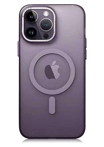 Apple iPhone 14 Pro Max Uyumlu Kılıf Magsafe Şarj Özellikli Buzlu Sert Pc Zore Tuval Kapak, Derin Mor
