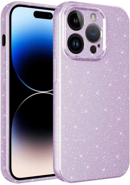 Apple iPhone 14 Pro Max Uyumlu Kılıf Kamera Korumalı Simli Lüks Zore Koton Kapak, Lila