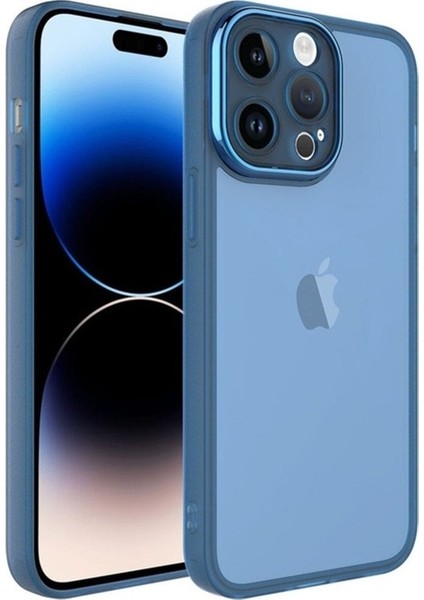 Apple iPhone 14 Pro Max Uyumlu Kılıf Kamera Korumalı Transparan Zore Post Kapak, Mavi