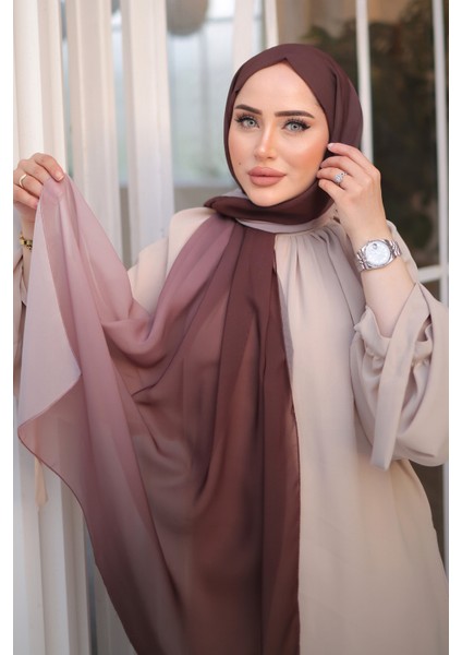 Degrade Desen Şal Kahve Vizon modelleri