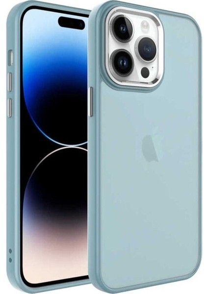 Apple iPhone 14 Pro Uyumlu Kılıf Buzlu Sert Pc Zore May Kapak, Mavi