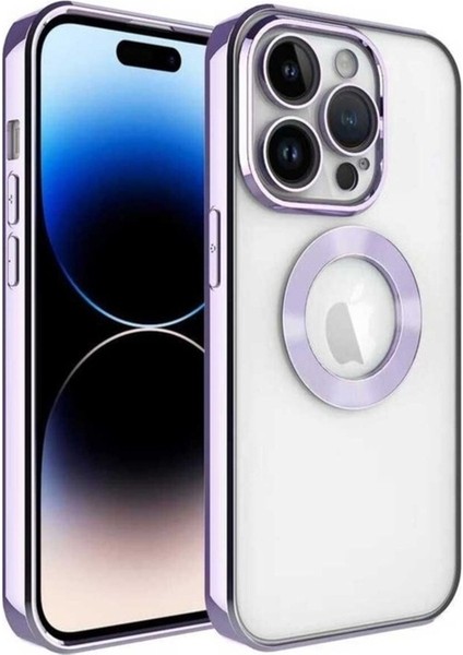 Apple iPhone 14 Pro Uyumlu Kılıf Kamera Korumalı Logo Gösteren Zore Omega Kapak, Lila