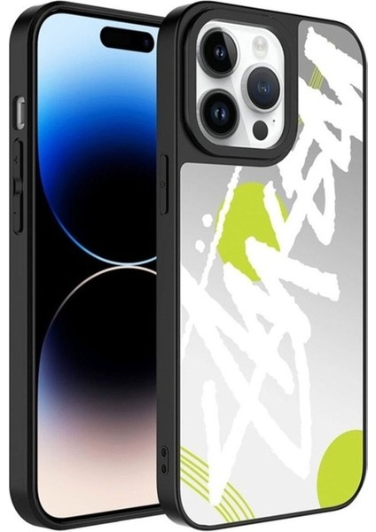 Apple iPhone 14 Pro Uyumlu Kılıf Aynalı Desenli Kamera Korumalı Parlak Zore Mirror Kapak, Yazı