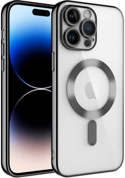 Apple iPhone 14 Pro Uyumlu Kılıf Kamera Korumalı Magsafe Wireless Şarj Özellikli Zore Demre Kapak, Siyah