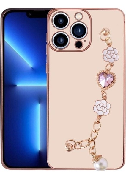 Apple iPhone 14 Pro Uyumlu Kılıf El Tutamaçlı Kamera Korumalı Zore Taka Silikon Kapak, Pembe