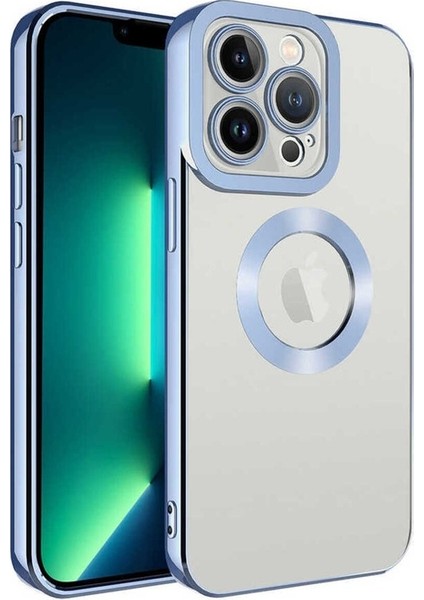 Apple iPhone 14 Pro Uyumlu Kılıf Kamera Korumalı Logo Gösteren Zore Omega Kapak, Mavi Açık