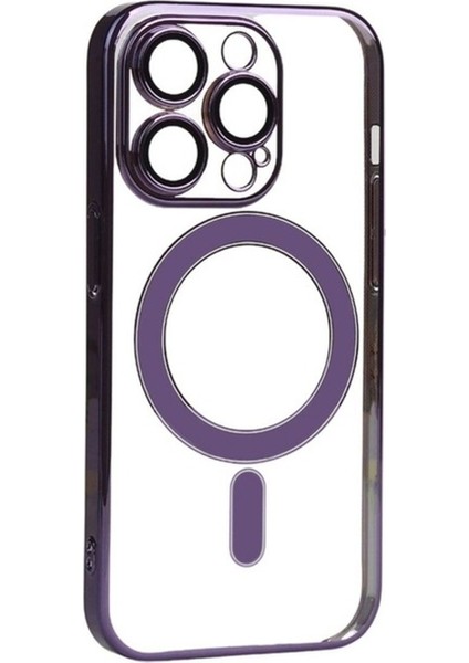 Apple iPhone 14 Pro Uyumlu Kılıf Kamera Korumalı Magsafe Sert Pc Zore Porto Kapak, Derin Mor