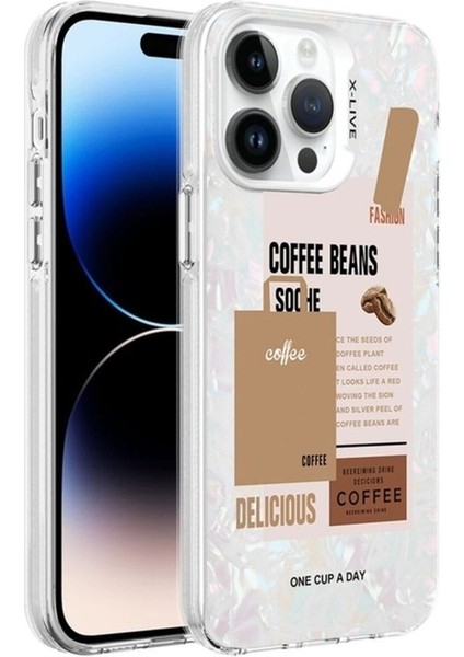 Apple iPhone 14 Pro Uyumlu Kılıf Mermer Desenli Zore Marbello Kapak, Kahverengi