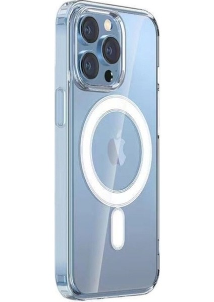 Apple iPhone 14 Pro Uyumlu Kılıf Magsafe Şarj Özellikli Şeffaf Sert Pc Zore Embos Kapak