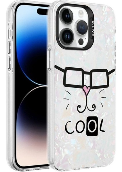 Apple iPhone 14 Pro Uyumlu Kılıf Mermer Desenli Zore Marbello Kapak, Beyaz