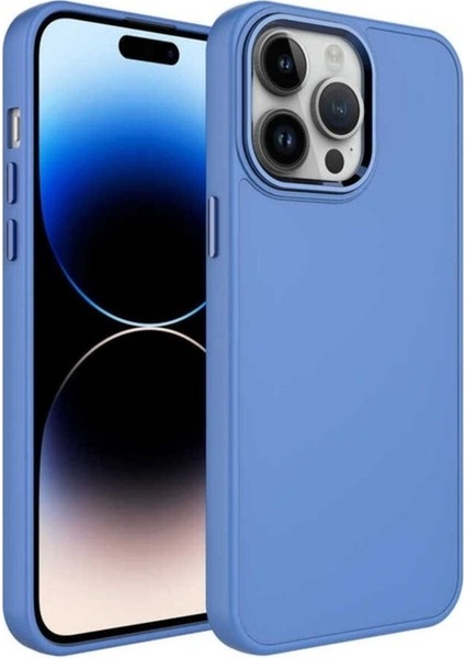 Apple iPhone 14 Pro Uyumlu Kılıf Metal Çerçeve ve Buton Tasarımlı Silikon Zore Luna Kapak, Lavendery Gray