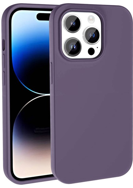 Apple iPhone 14 Pro Uyumlu Kılıf Magsafe Şarj Özellikli Sıvı Teknolojili Silinebilir Sert Zore Kivi Kapak, Derin Mor