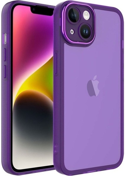Apple iPhone 14 Uyumlu Kılıf Kamera Korumalı Transparan Zore Post Kapak, Derin Mor