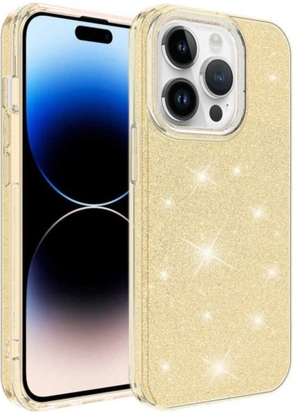 Apple iPhone 14 Pro Uyumlu Kılıf Zore Shining Silikon, Gold