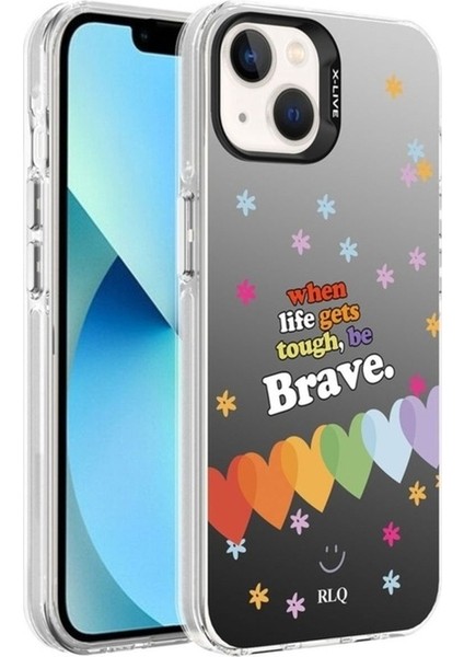 Apple iPhone 14 Uyumlu Kılıf Desenli Zore Silver Sert Kapak, Kalp