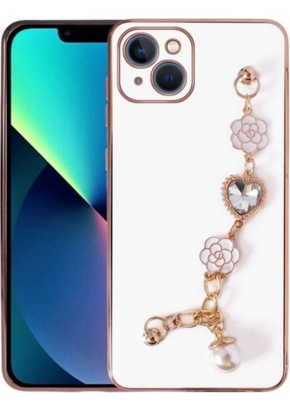 Apple iPhone 14 Uyumlu Kılıf El Tutamaçlı Kamera Korumalı Zore Taka Silikon Kapak, Beyaz