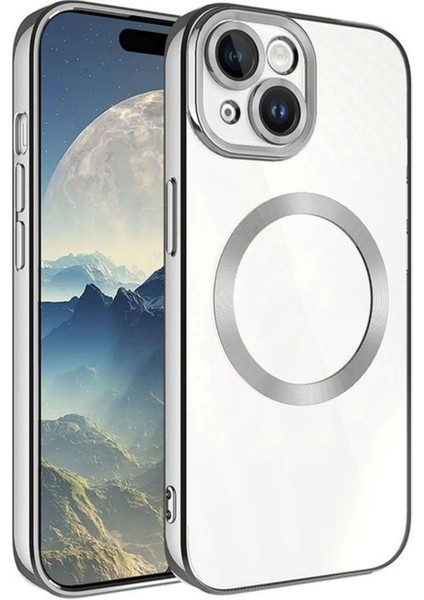 Apple iPhone 15 Plus Uyumlu Kılıf Magsafe Wireless Şarj Özellikli Zore Setro Silikon, Koyu Gri