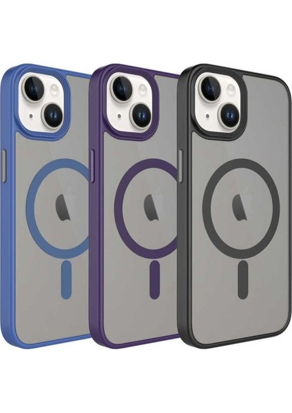 Apple iPhone 14 Uyumlu Kılıf Mat Arka Yüzey Wireless Şarj Özellikli Zore Flet Magsafe Kapak, Pembe