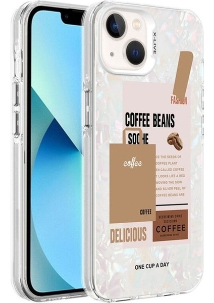Apple iPhone 14 Uyumlu Kılıf Mermer Desenli Zore Marbello Kapak, Kahverengi